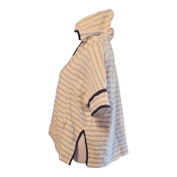 Madewell Size XS/Small Elise Ivey Navy Striped Embroidered Knit Hooded Top - Picture 2 of 11